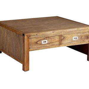 Masuta de cafea Moycor, Merapi Double, lemn de mindi lacuit, 45x100x100 cm - Moycor, Maro