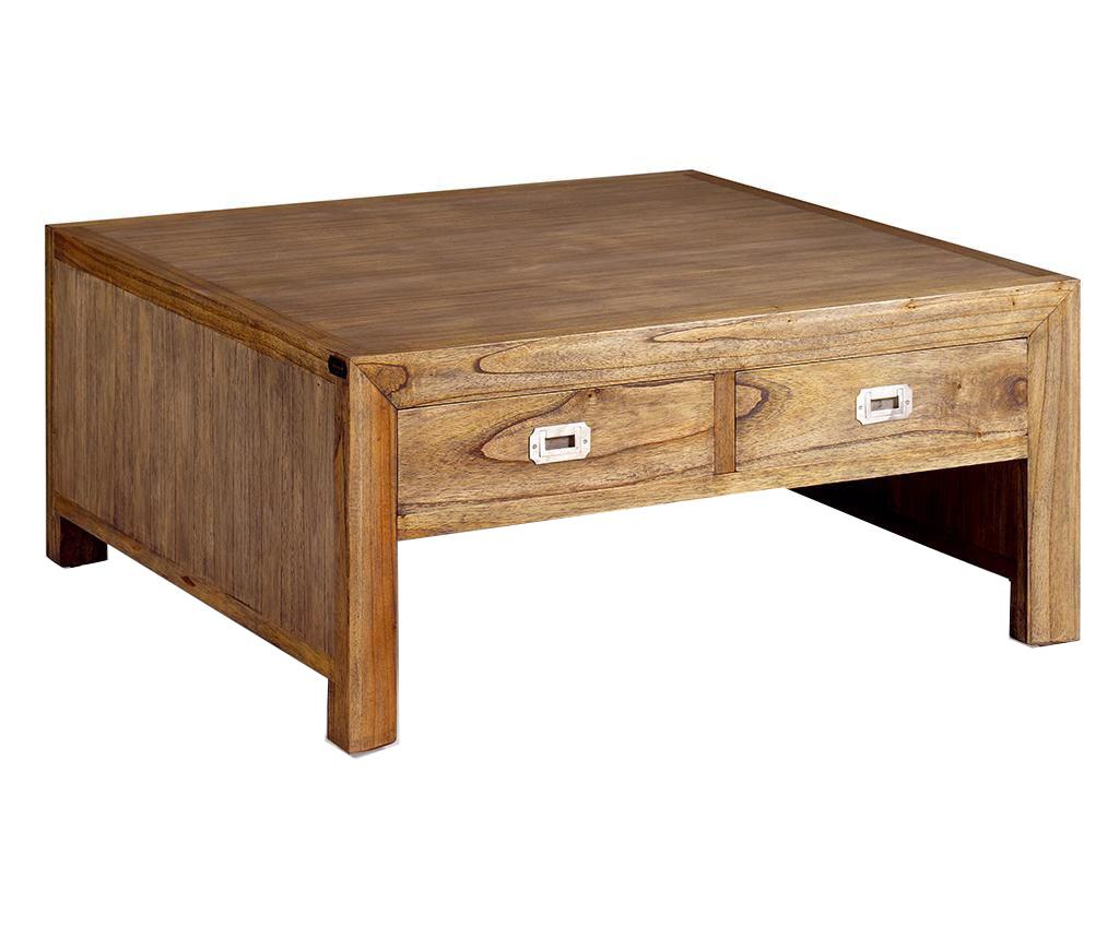 Masuta de cafea Moycor, Merapi Double, lemn de mindi lacuit, 45x100x100 cm - Moycor, Maro