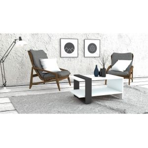 Masuta de cafea Puqa Design, Funda White And Grey, PAL melaminat, 80x35x55 cm, alb/gri - Puqa Design, Alb