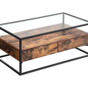 Masuta de cafea Vasagle, PAL, 106x60x45 cm, maro rustic - VASAGLE, Maro