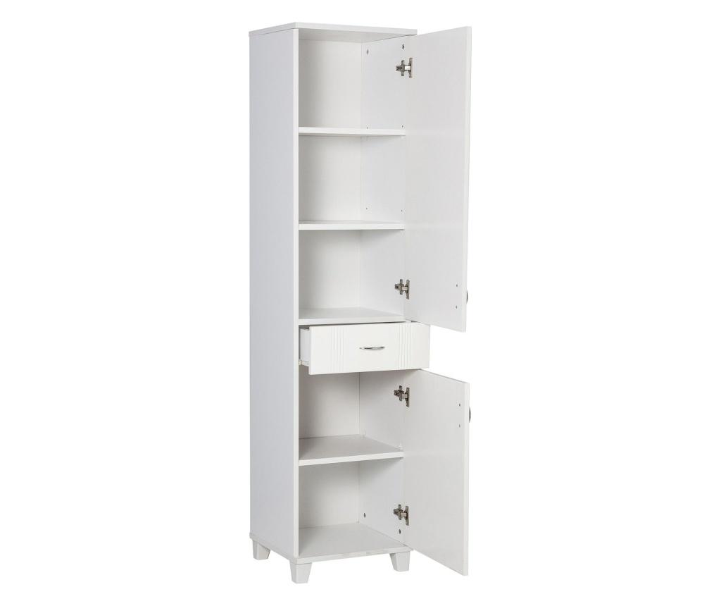 Dulap pentru baie Vella, PAL melaminat, 58x39x177 cm, alb - Vella, Alb - imagine 3
