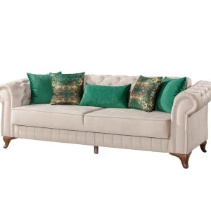 Canapea extensibila 3 locuri Gauge Concept, Chesterfield Cream, crem, 235x90x85 cm - Gauge Concept, Crem