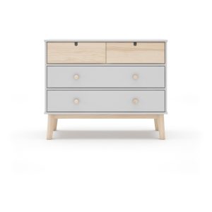 Comodă pentru copii albă joasă 100x81 cm Estefania – Marckeric